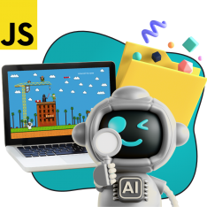 Язык программирования JavaScript + AI. Проектное обучение + геймификация + AI-помощники - КИБЕРшкола программирования для детей, компьютерные курсы для школьников, начинающих и подростков - KIBERone г. Октябрьский